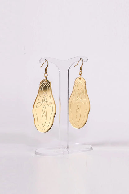 Holy Vulva Hook Earrings in Venus Gold