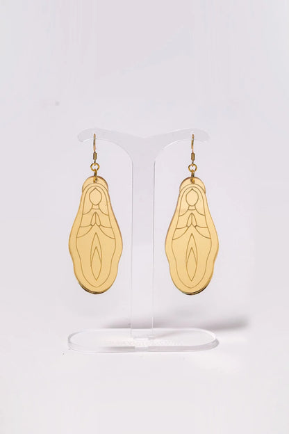 Holy Vulva Hook Earrings in Venus Gold