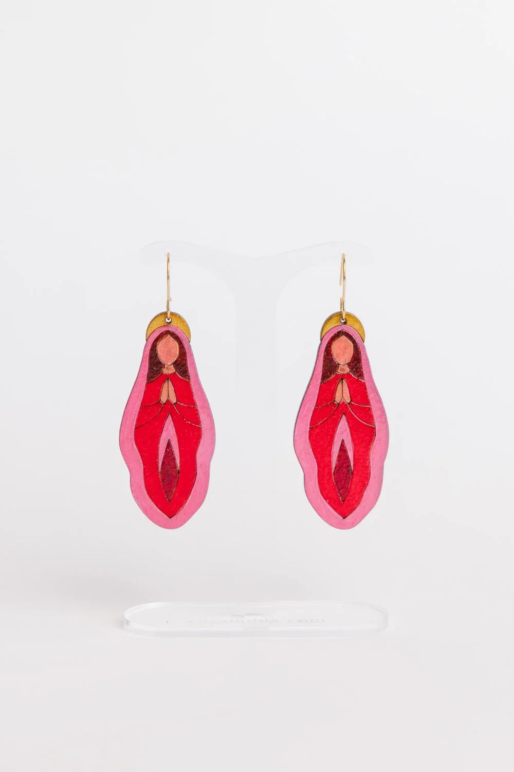 Holy Vulva Hook Earrings in Temple Rose
