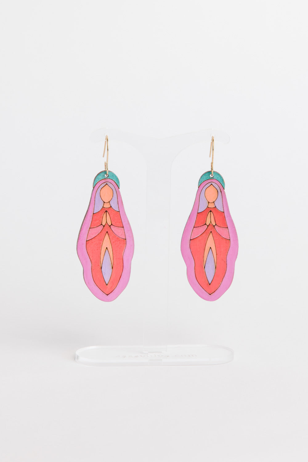 Holy Vulva Hook Earrings in Rose Weaver