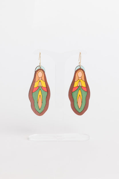 Holy Vulva Hook Earrings in Harvest Queen