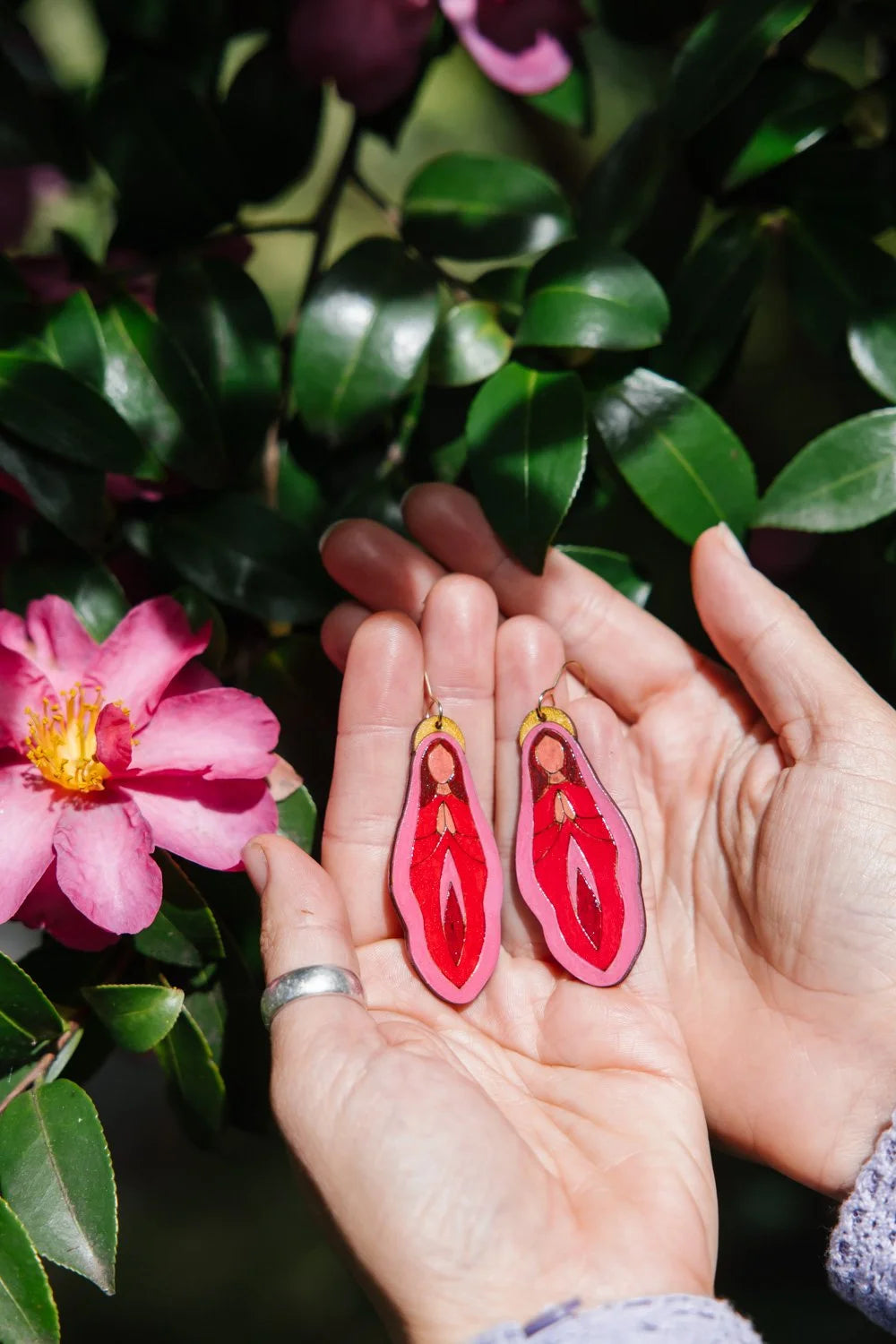 Holy Vulva Hook Earrings in Temple Muse