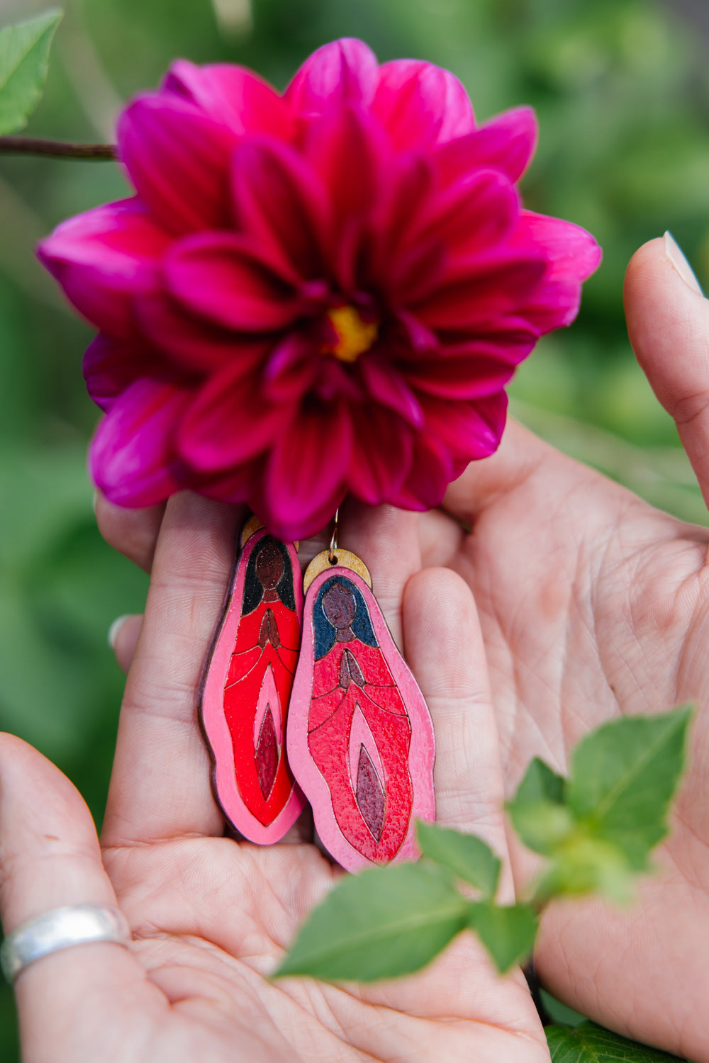 Holy Vulva Hook Earrings in Temple Oracle