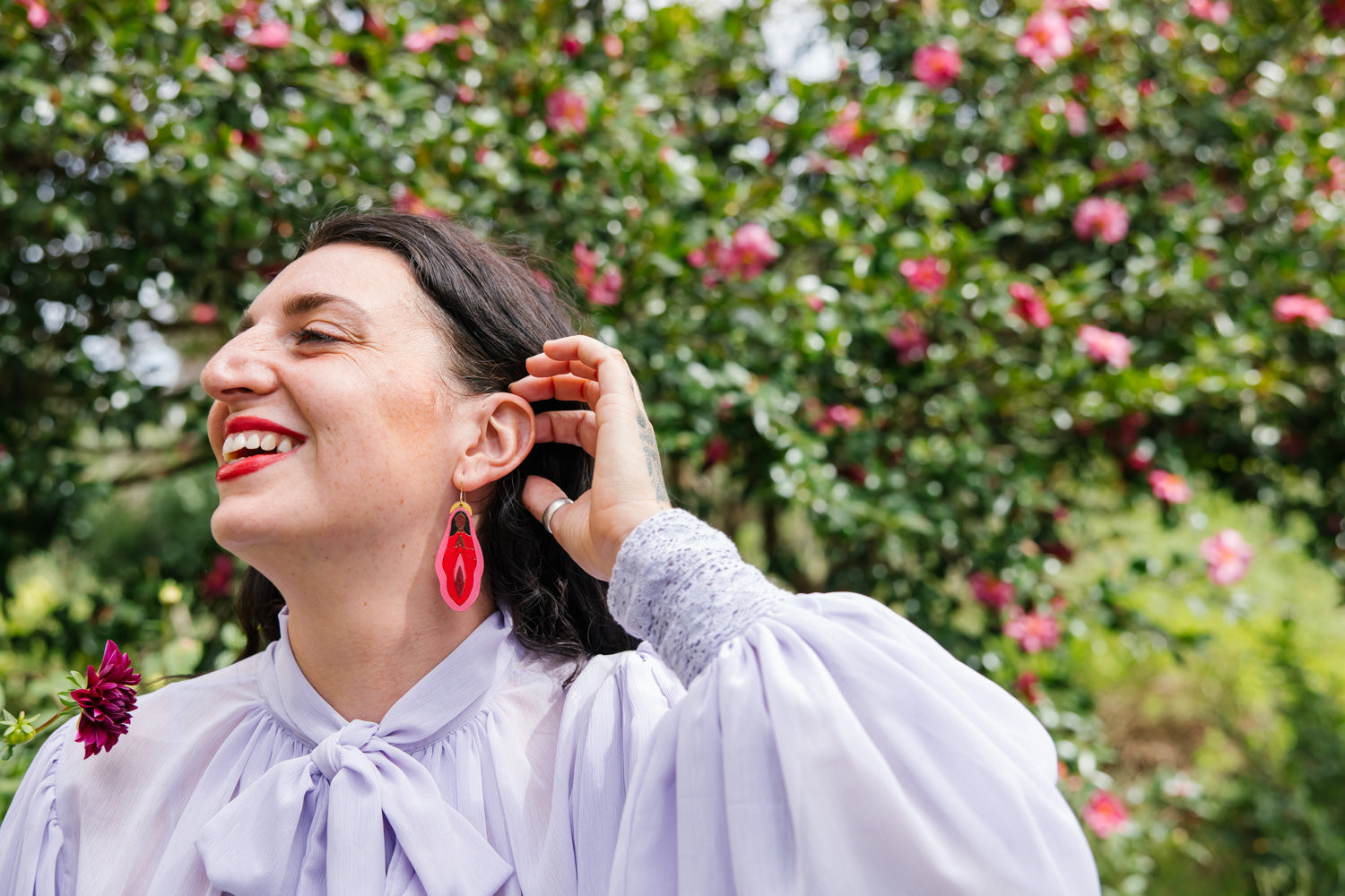 Holy Vulva Hook Earrings in Temple Oracle
