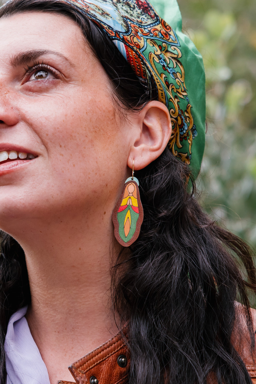 Holy Vulva Hook Earrings in Harvest Queen