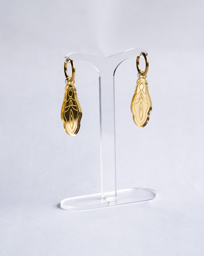Holy Vulva Hoop Earrings in Venus Gold
