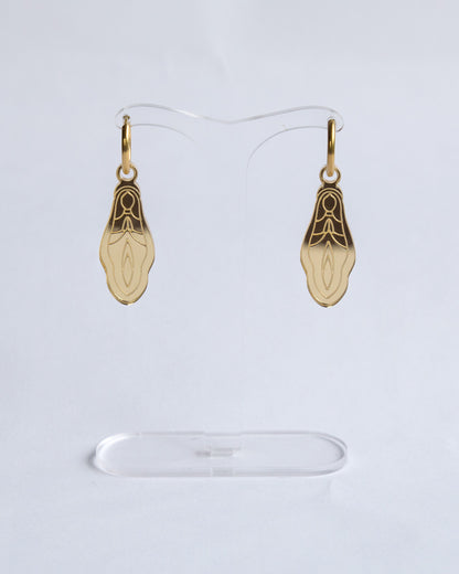 Holy Vulva Hoop Earrings in Venus Gold