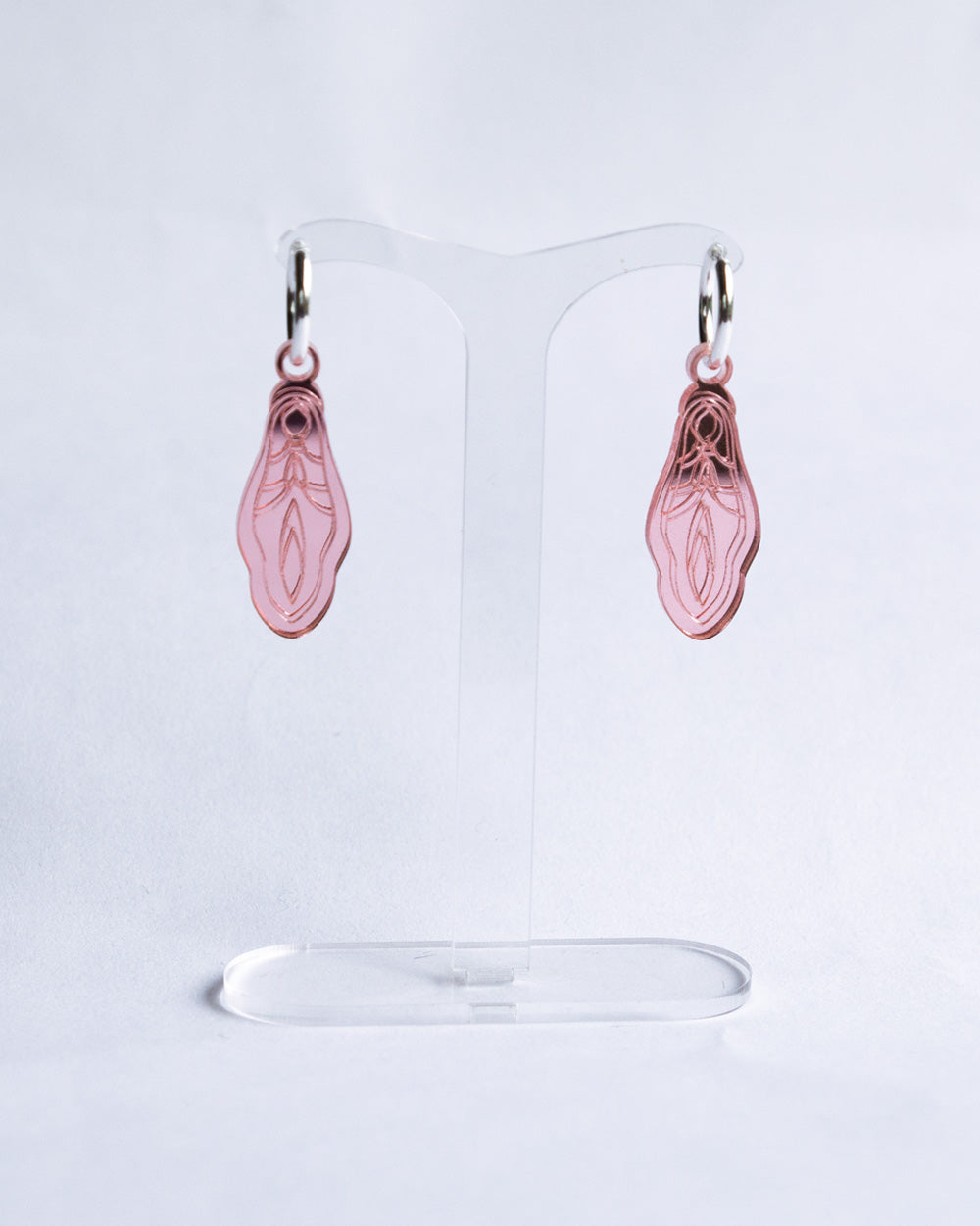 Holy Vulva Hoop Earrings in Aurora Rose