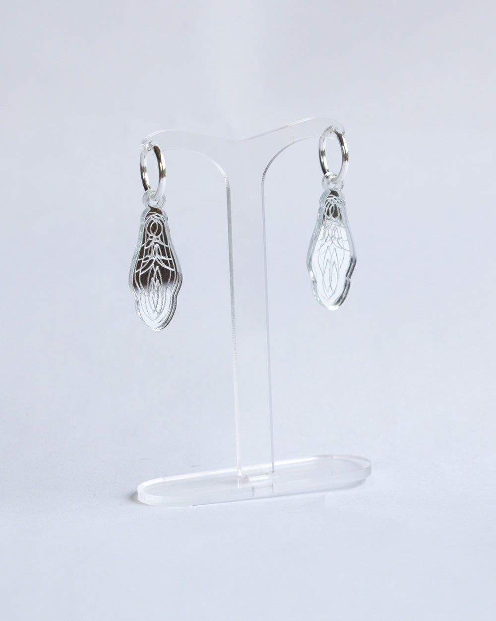 Holy Vulva Hoop Earrings in Selene Silver