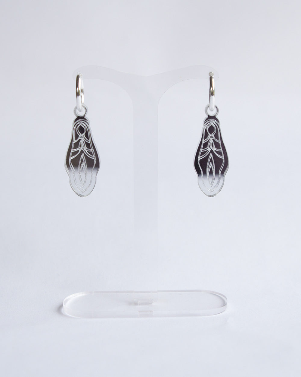 Holy Vulva Hoop Earrings in Selene Silver